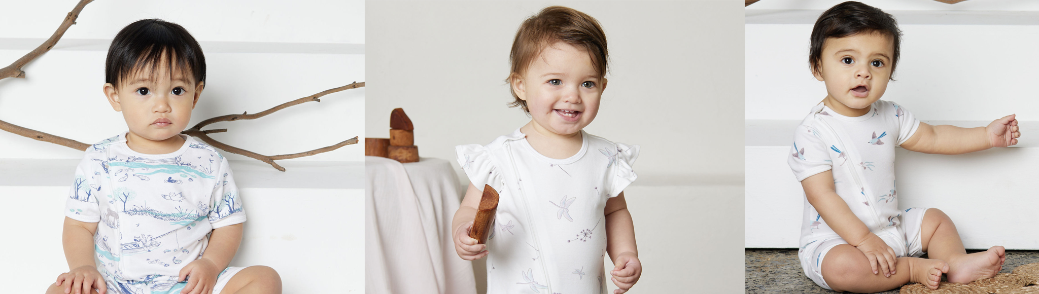 Short Sleeve Baby Zipsuits