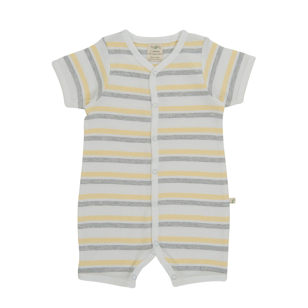 Diagonal Zipsuit Short Sleeve Neutral