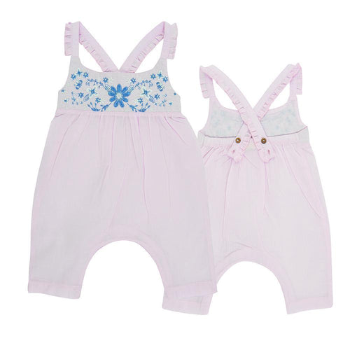 Organic Cotton Sunsuit with Embroidery For Baby Girls