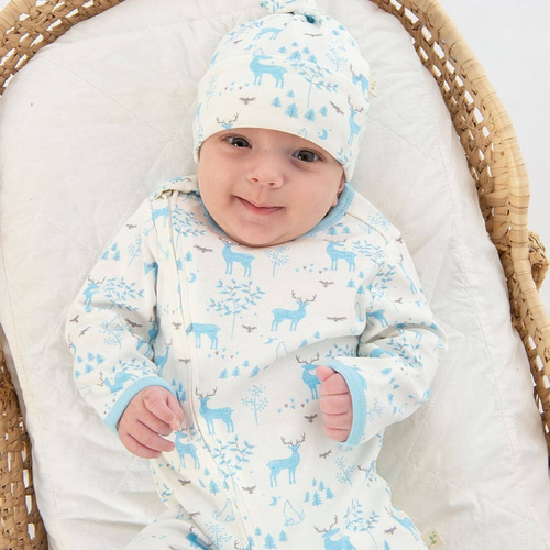 Organic Cotton Long Sleeve Diagonal Zipsuit for Baby Boy