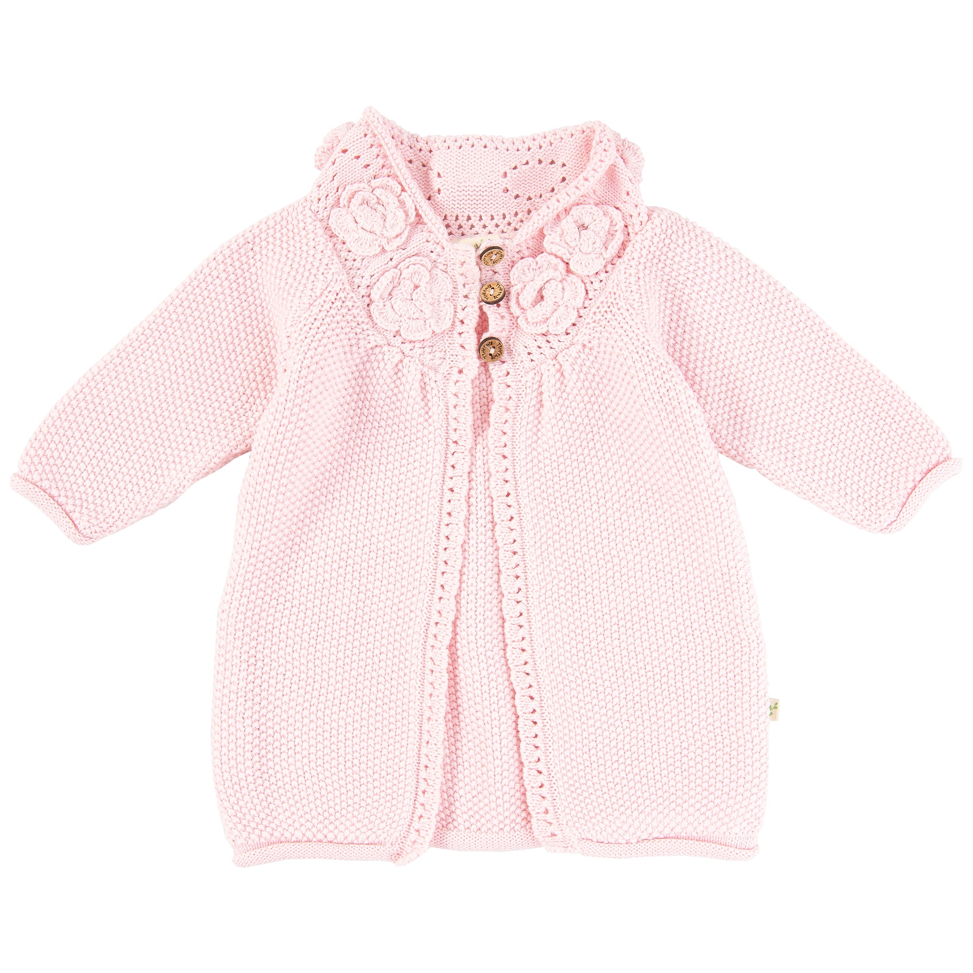 Pink knitted hot sale cardigan baby