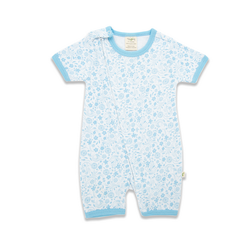 Organic Cotton Short Sleeve Diagonal Zipsuit for Baby Girl