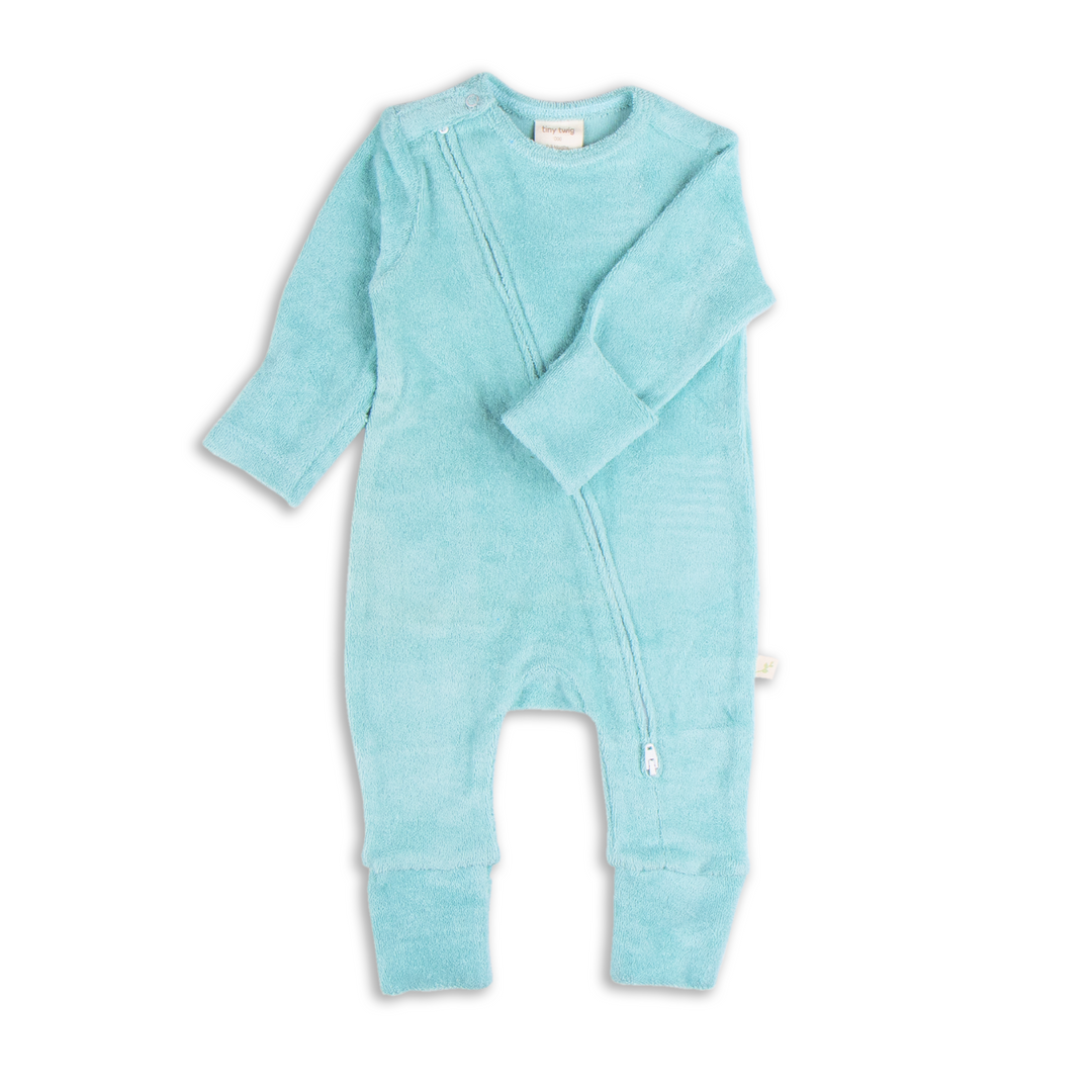 Long Sleeve Solid Velour Zipsuits
