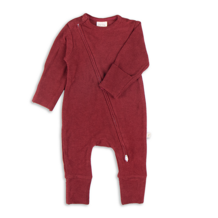 Long Sleeve Solid Velour Zipsuits