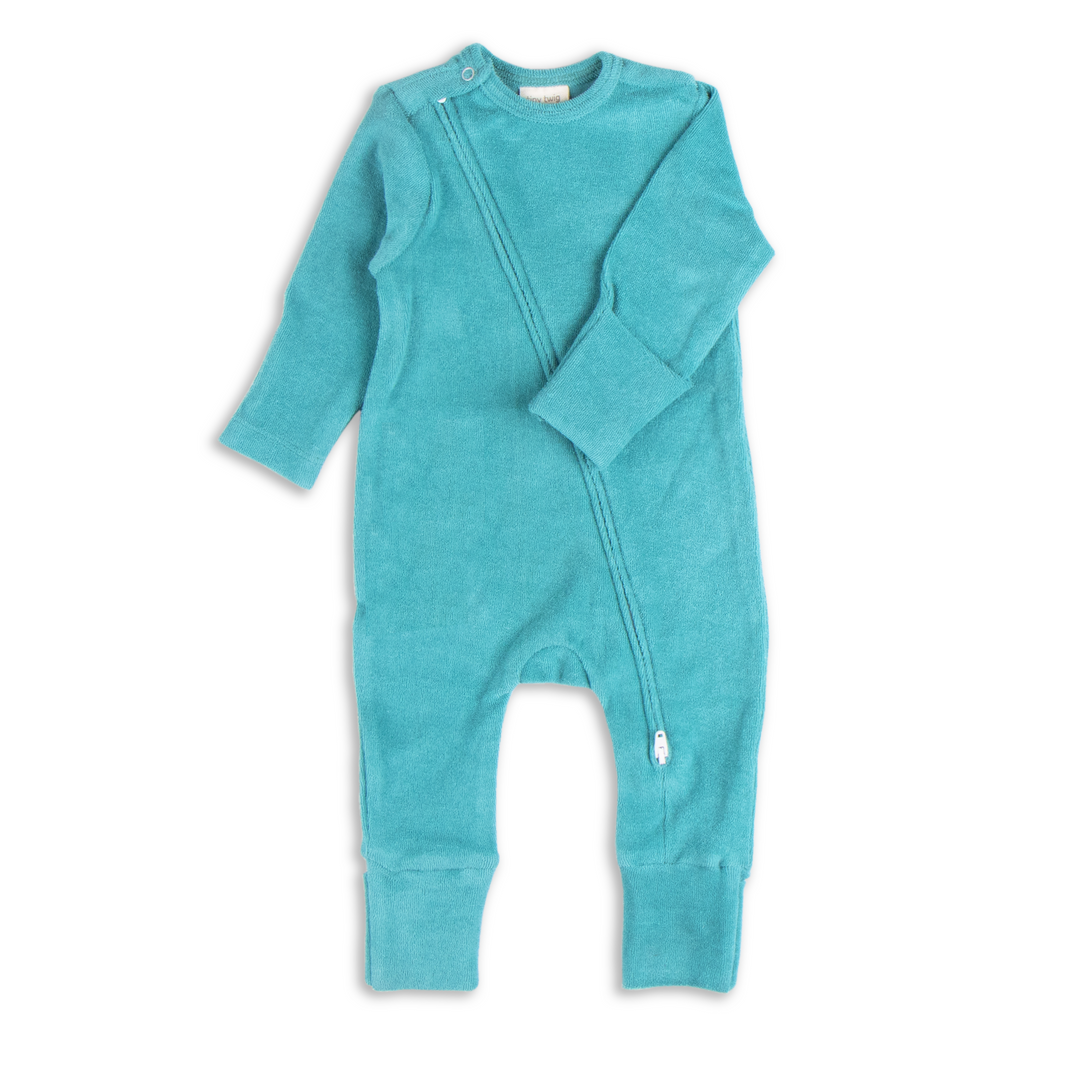 Long Sleeve Solid Velour Zipsuits