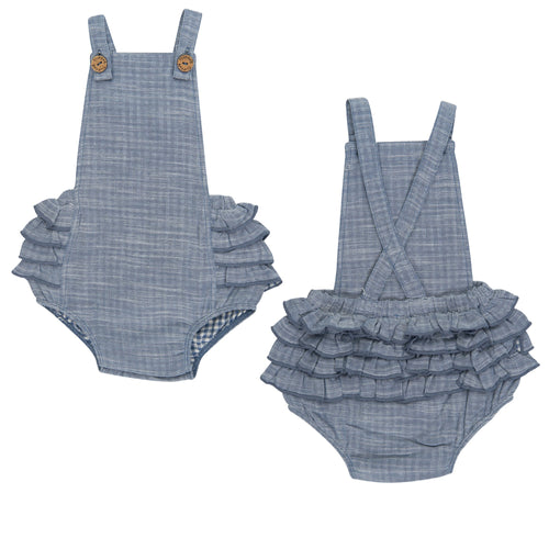 Organic Cotton Chambray Frill Overall