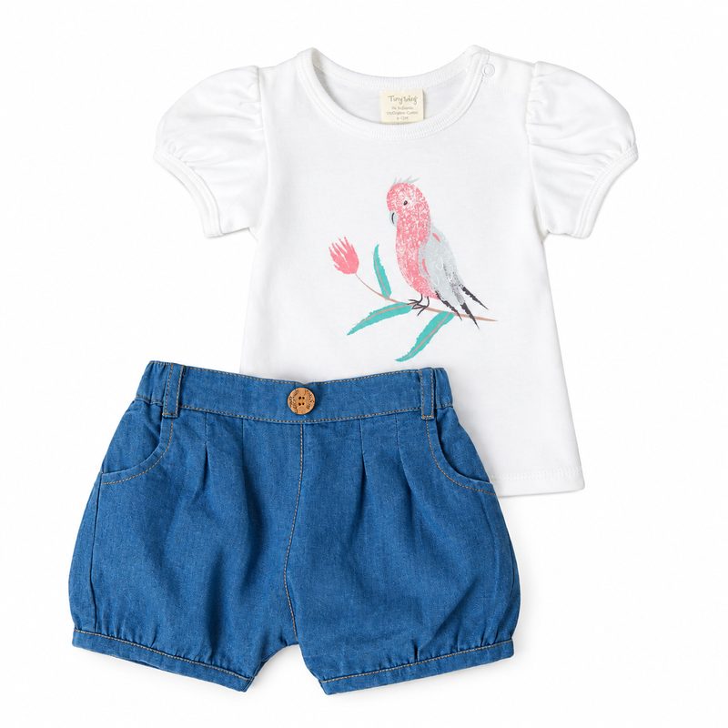 Tiny Twig organic cotton top and shorts