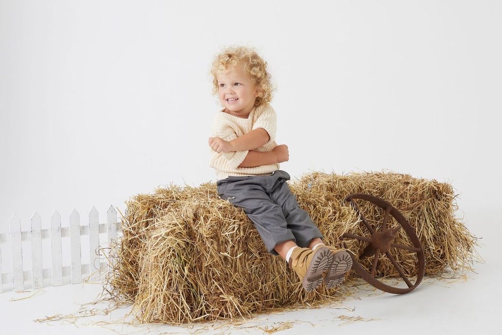 Boy in Tiny Twig organic cotton