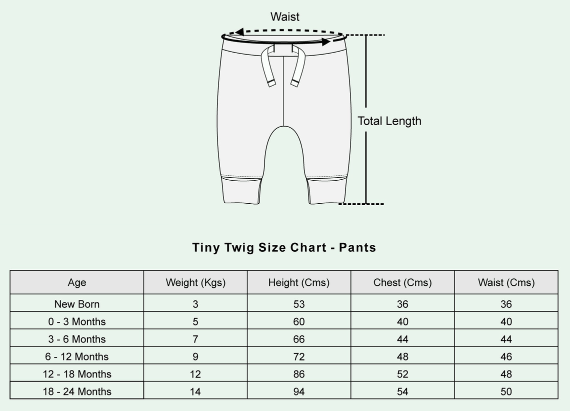 Tiny Twig Size Chart - Pants
