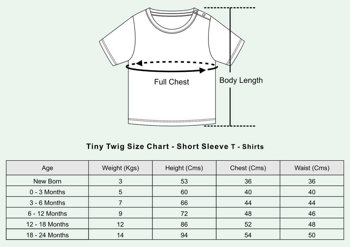 Tiny Twig Size Chart - Short Sleeve T-Shirts